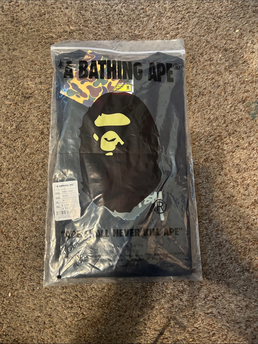 Bape Black Short Sleeve Tee stussy Ape Logo s